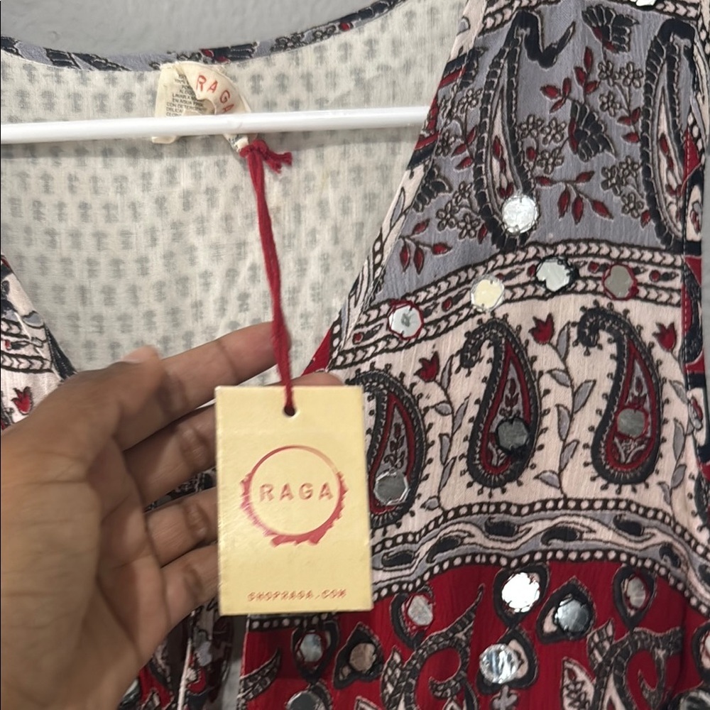 Anthropologie Red, Black & White Printed Maxi Dress - Picture 5 of 15